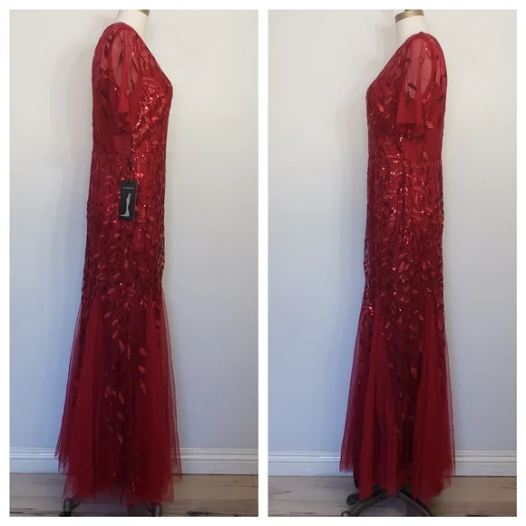 Ever Pretty Red Sequin Short Sleeve Gown for Weddings - Picture 9 of 13